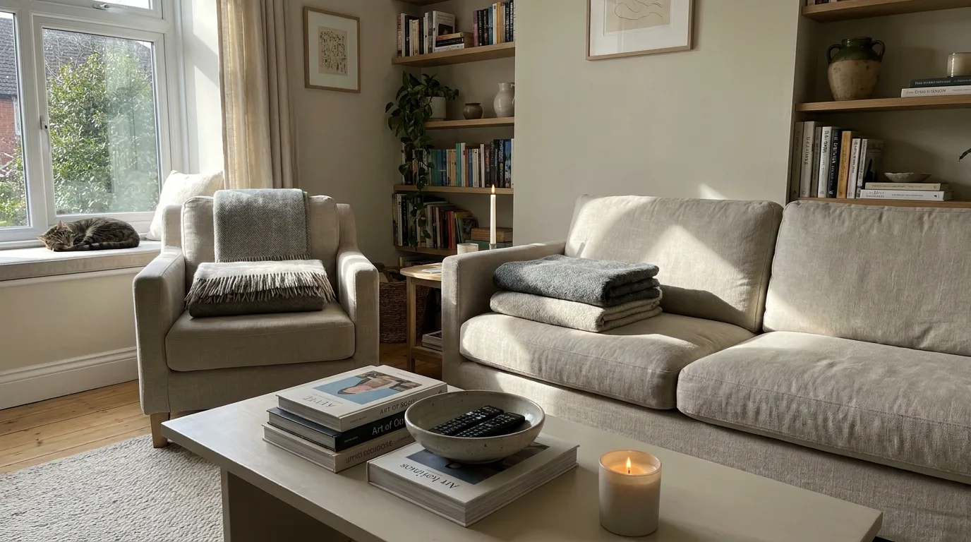 Built-in shelving for organized living room storage