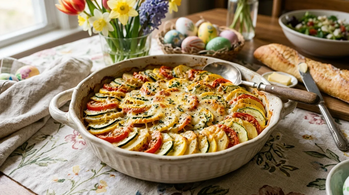 Golden garlic butter roast chicken with vegetables and fresh herbs