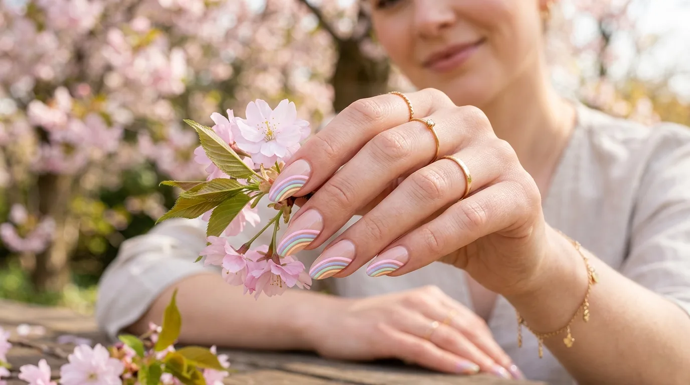 Fresh mint green spring manicure