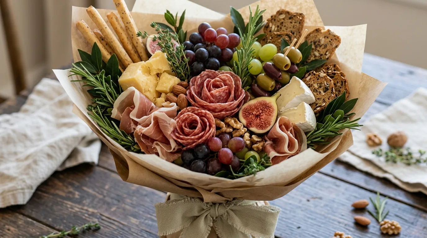 Mini individual charcuterie bouquets for party servings