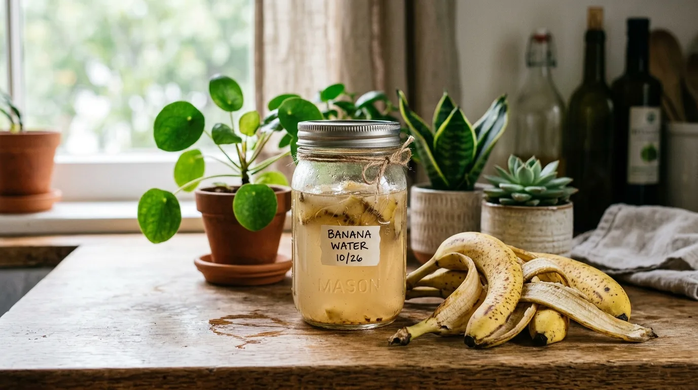 Simple DIY banana water setup for plants
