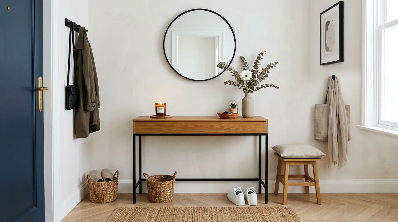 Decorative scented candle styled in a modern home