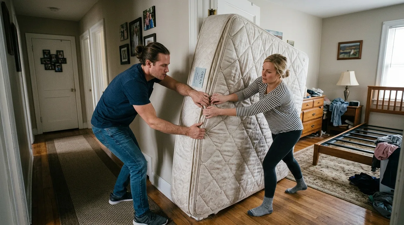 Sleeper maintaining neutral spinal alignment on a supportive mattress