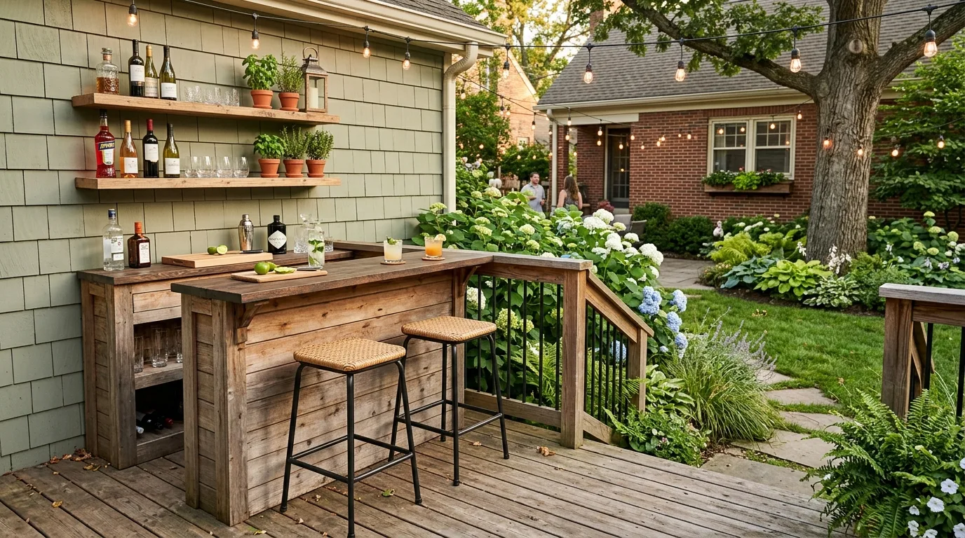 Cozy deck corner with a small bistro table and chairs