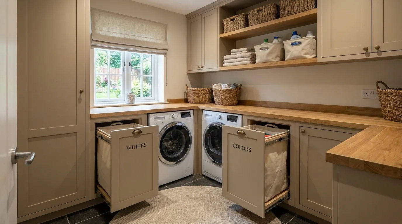 Laundry folding station above front-loading machines
