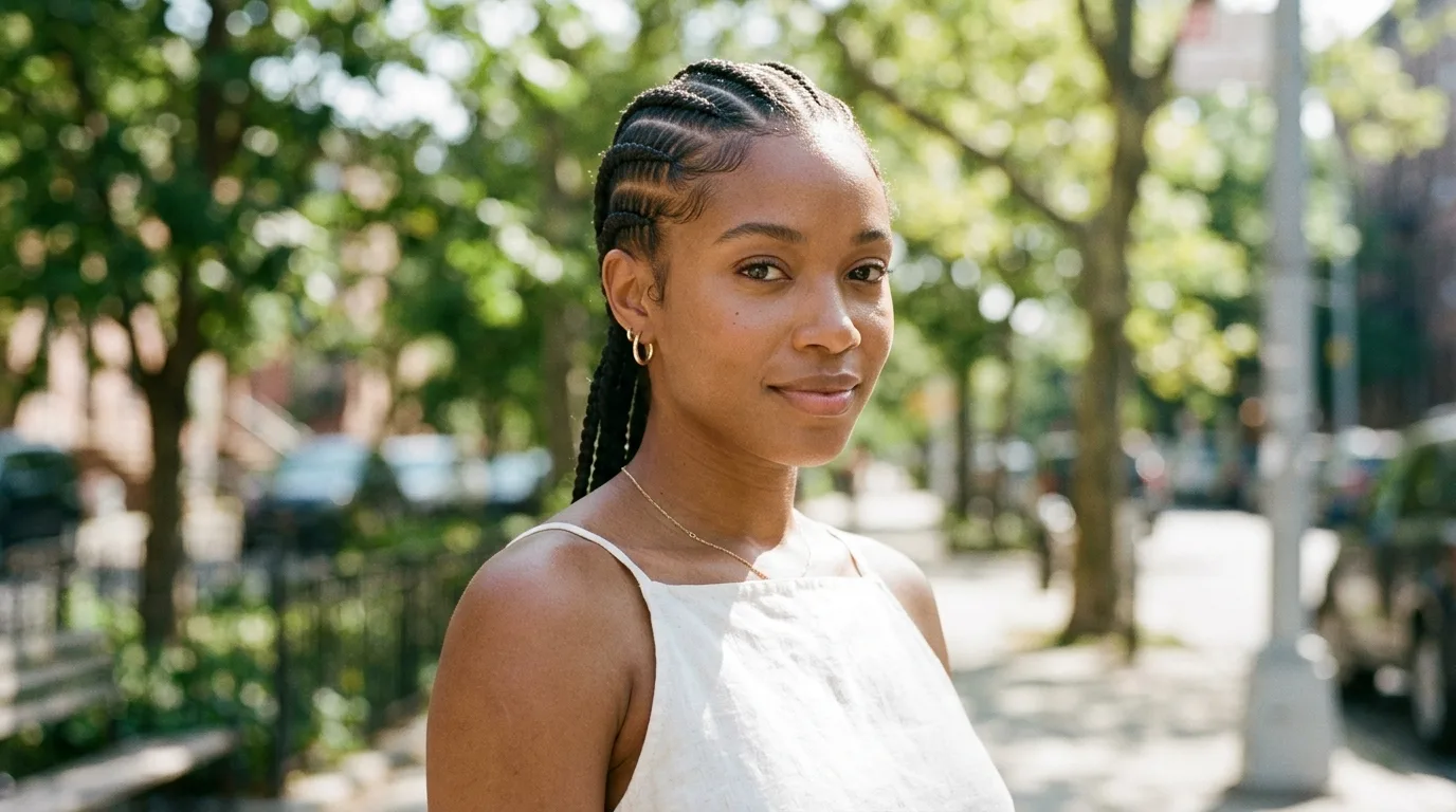 Sleek shoulder-length braided bob for summer