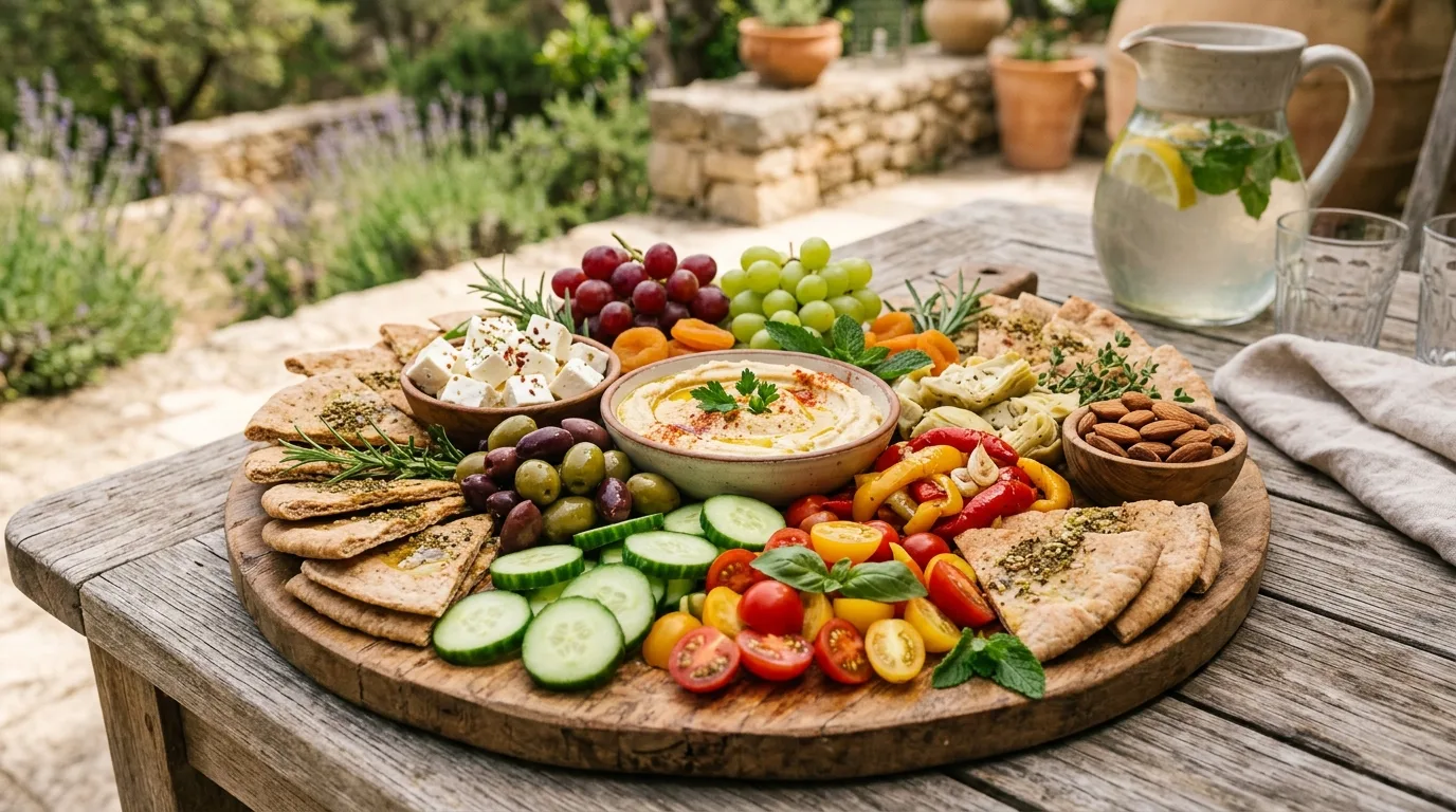 Dessert charcuterie board with brownies, cookies, chocolate, fruit, and sweet dips