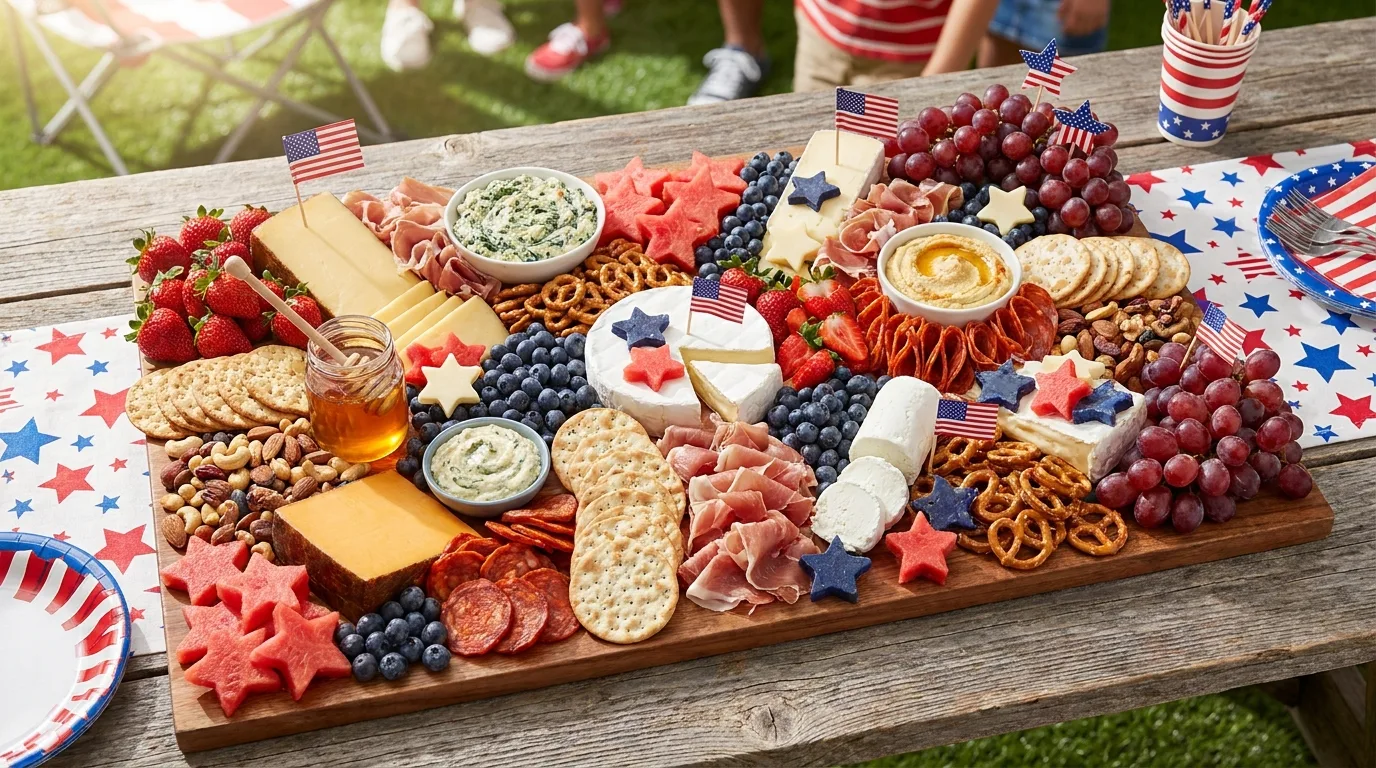Star-shaped cheese 4th of July charcuterie board