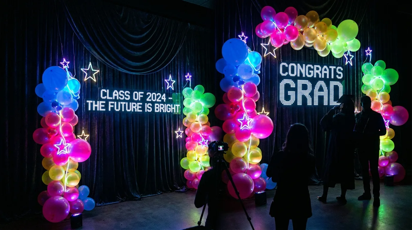 Polaroid-style graduation memory photo wall