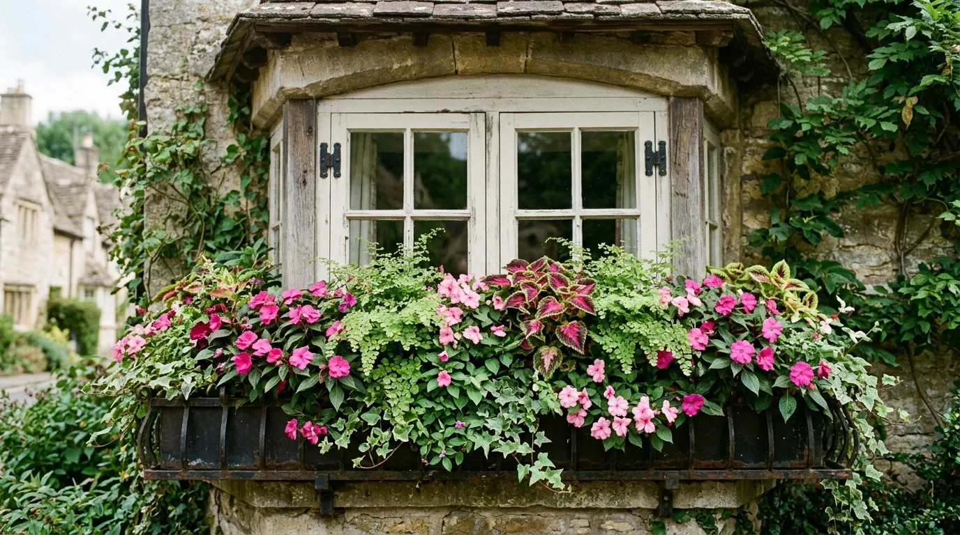 Red white and blue patriotic window flower box