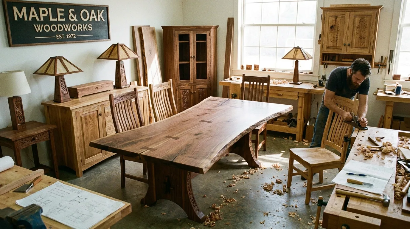 FSC-certified wood furniture in a bedroom.