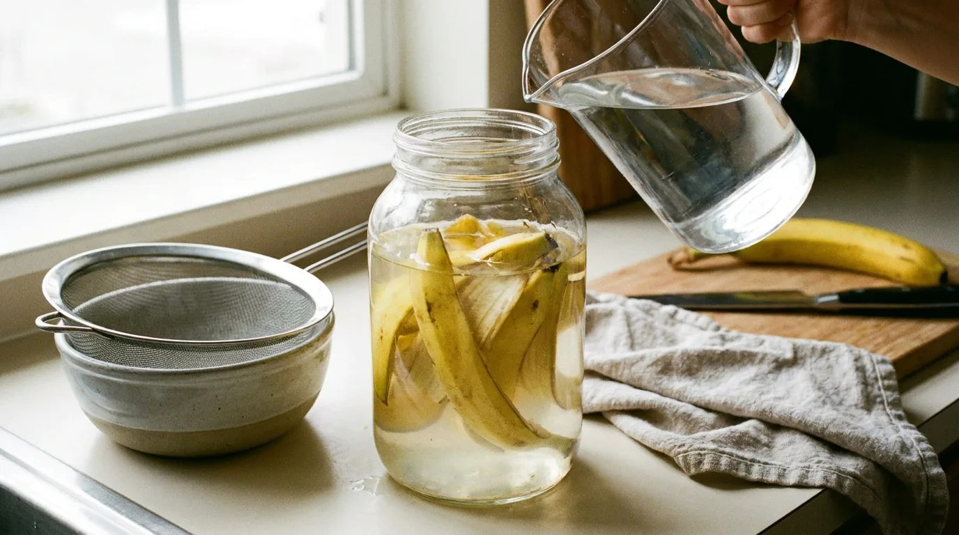 Simple homemade banana water preparation