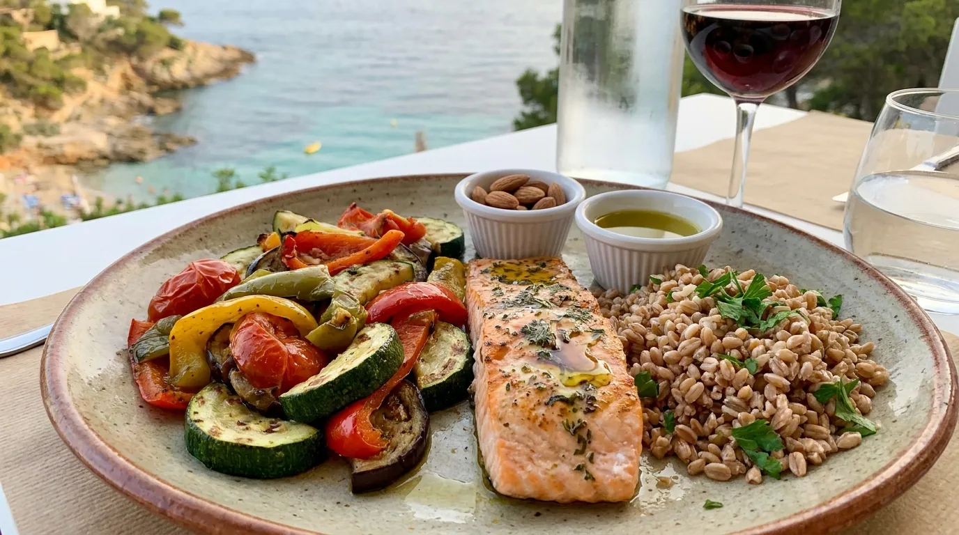 Mediterranean whole grains with vegetables and herbs