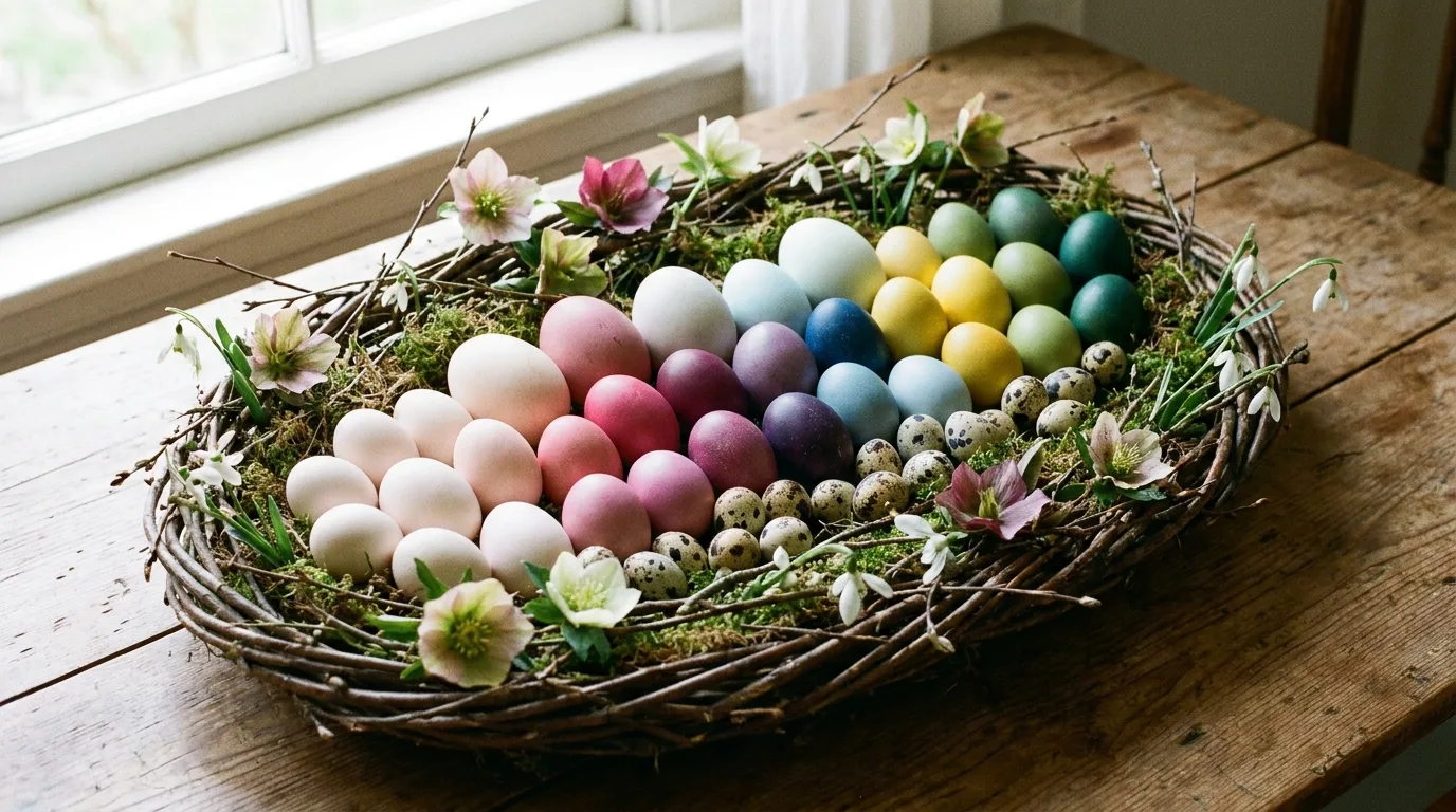 Elegant floral Easter eggs with hand-painted spring flowers