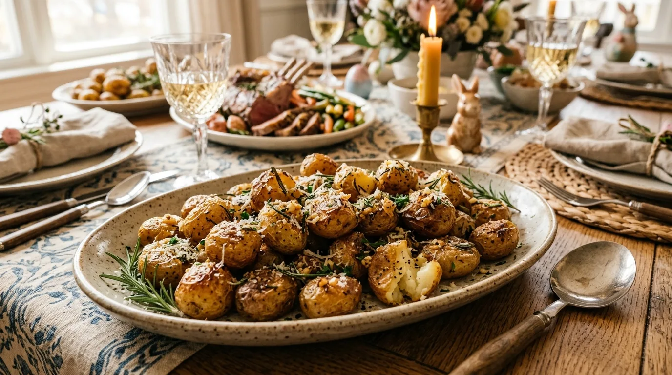 Lemon Parmesan asparagus arranged on a serving platter