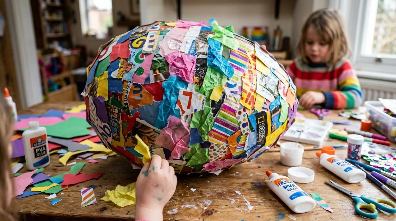 Paper bag Easter bunny puppets made by kids