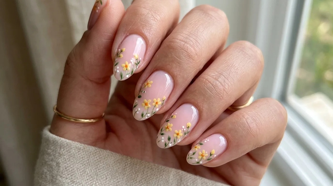 Yellow and white checkerboard nails