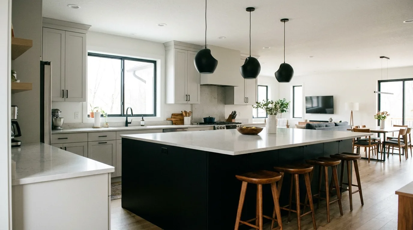 Soft gray and white kitchen cabinet combination