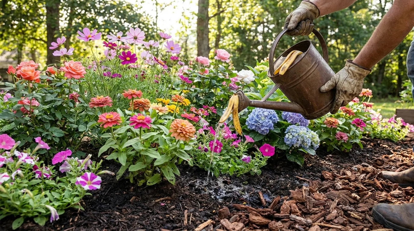 Banana peel nutrients used in a healthy garden