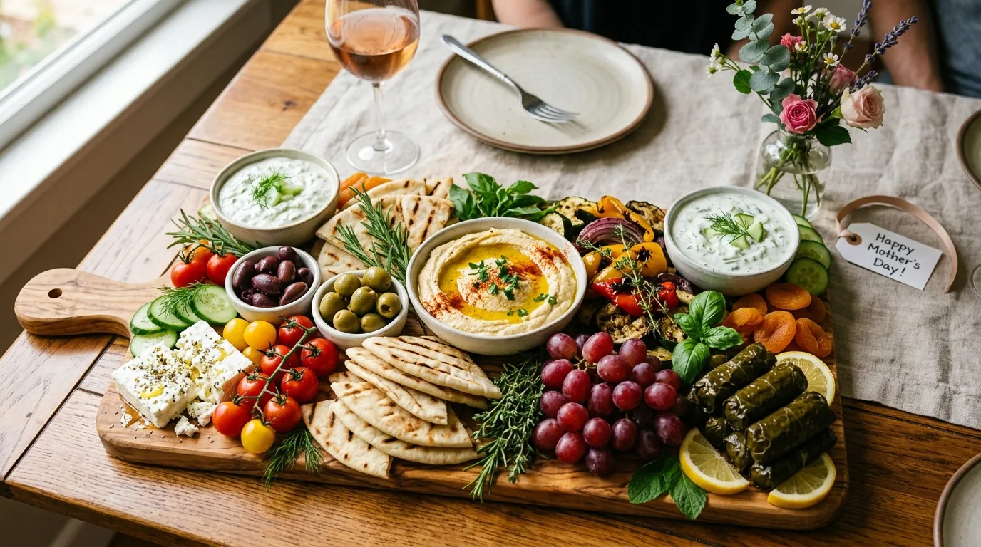 Chocolate-filled Mother’s Day charcuterie board with fruit and desserts