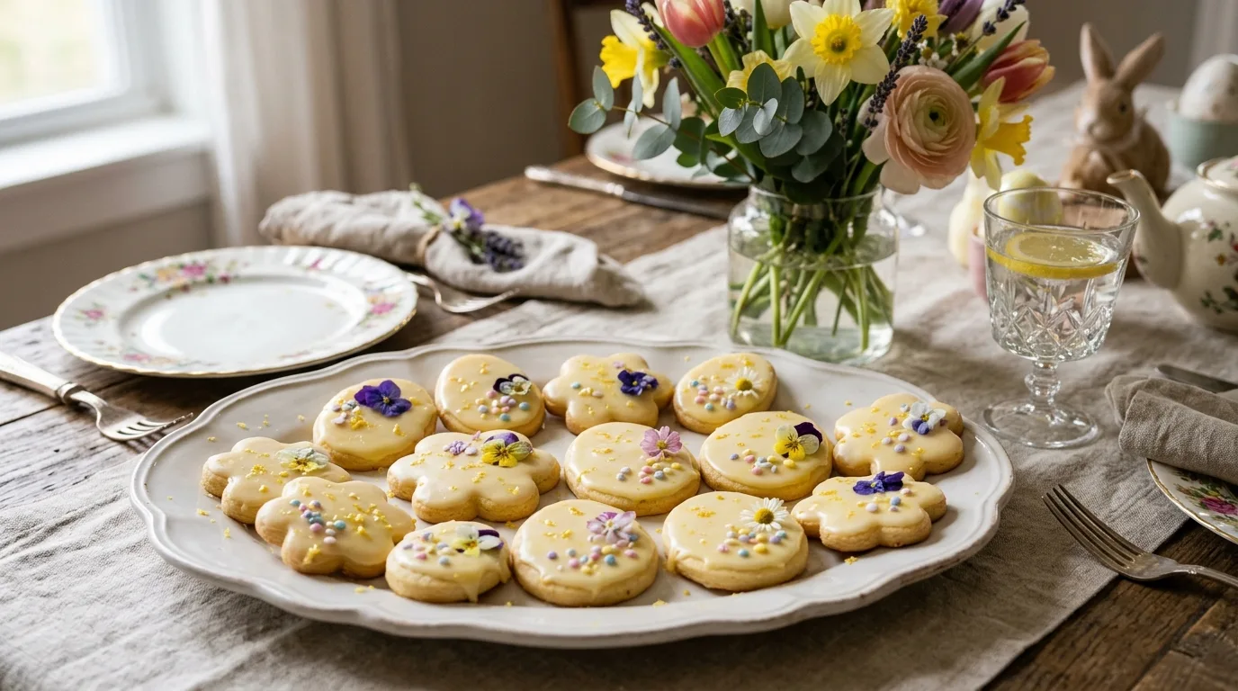 Chocolate bunny cookies decorated with pastel icing and sprinkles for Easter