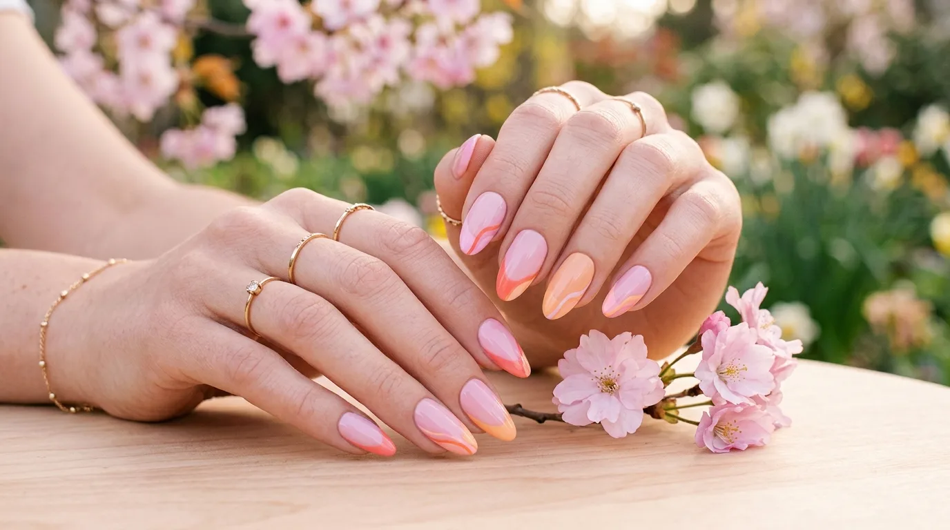 Lavender and white swirl spring nails