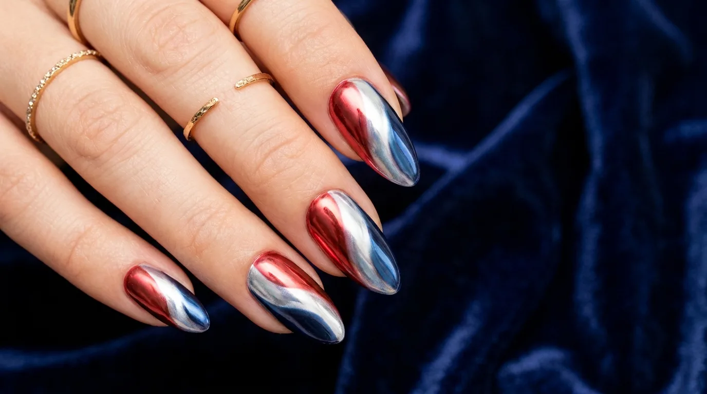 Minimalist patriotic accent nails