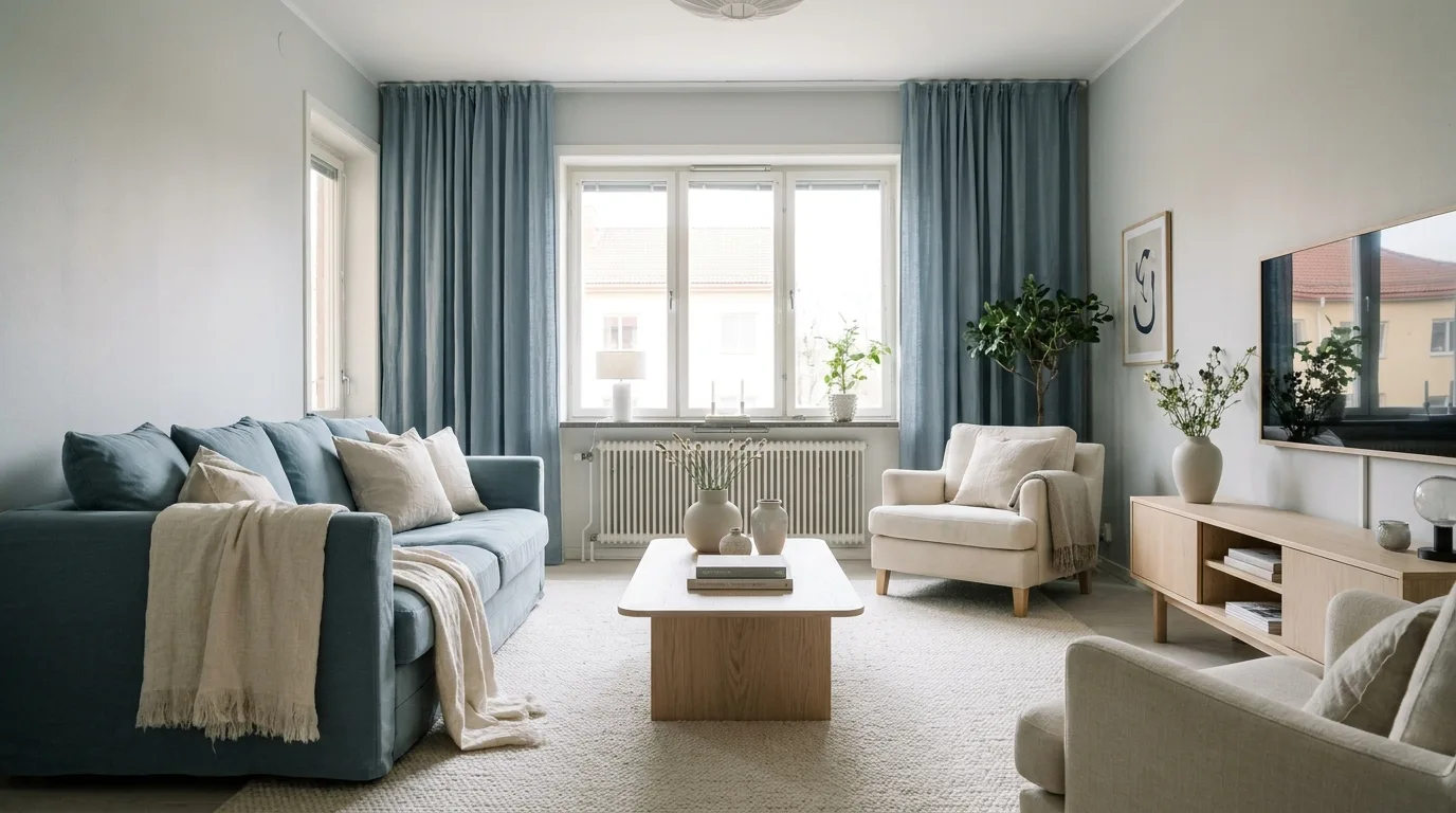 Layered light grey and charcoal living room