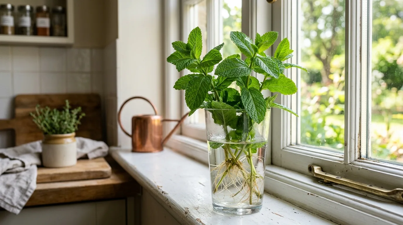 Chinese evergreen cutting rooted in a clear water jar
