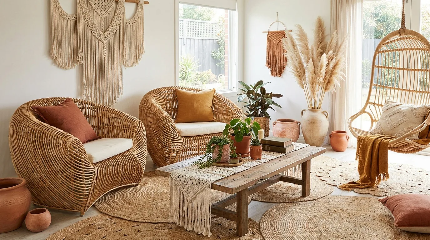 Modern cork furniture pieces in a living space.