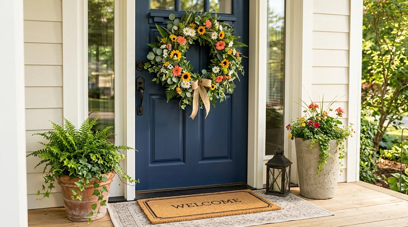 Soft outdoor lighting creating a cozy summer porch