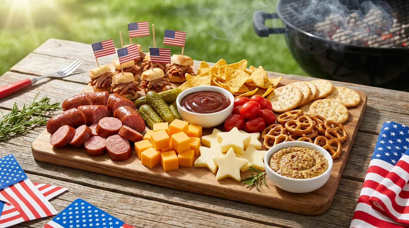 Red, white, and blue 4th of July dessert board
