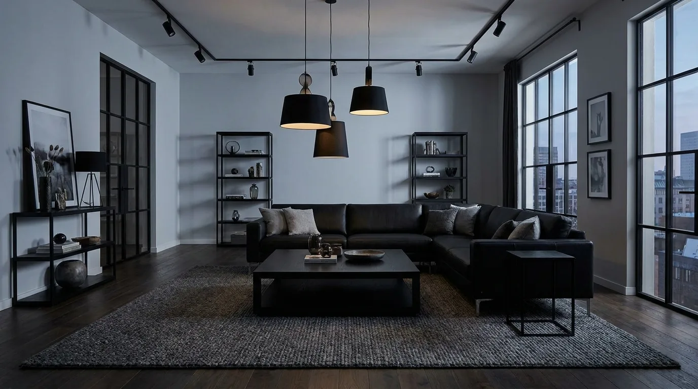 Grey and mustard yellow living room