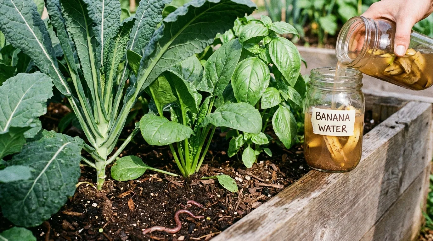 Banana water as part of an organic gardening routine