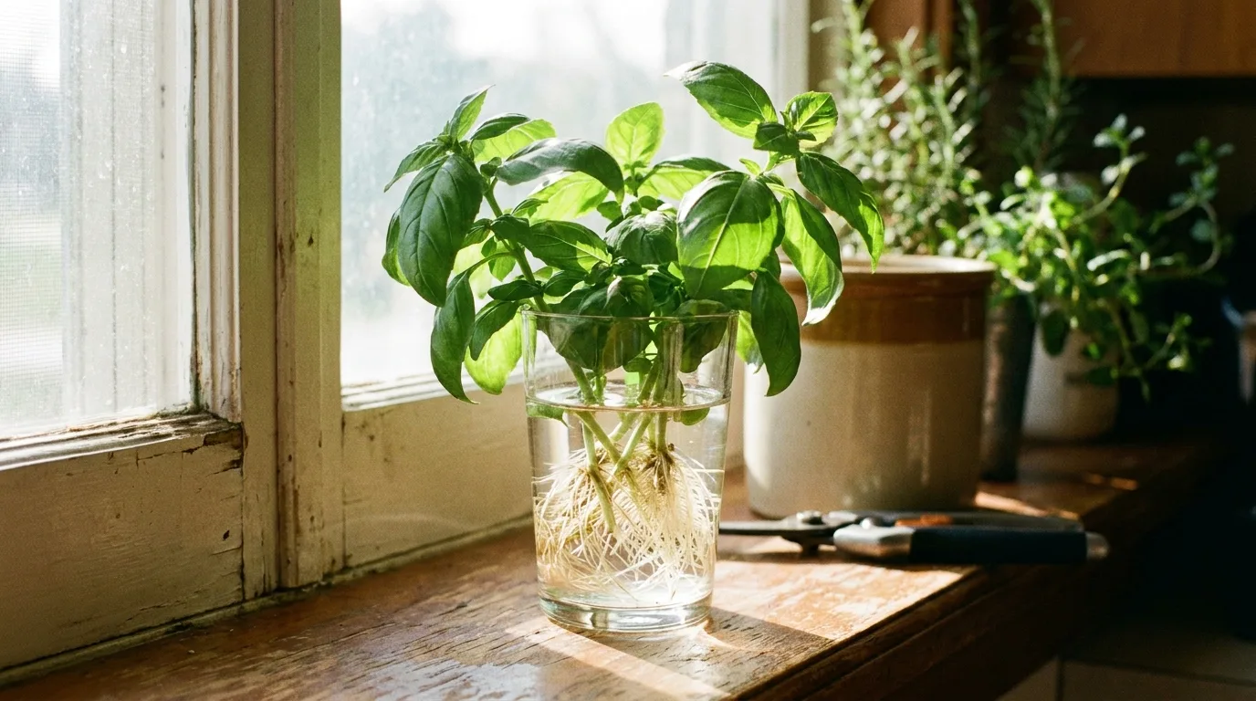 Colorful coleus cuttings rooting in water indoors