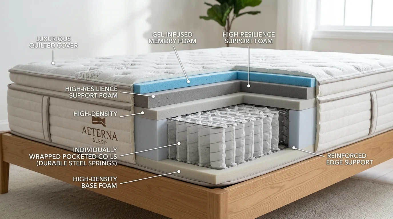 Mattresses displayed at different firmness levels
