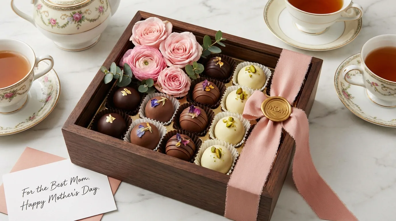 Elegant chocolate truffle gift box for Mom