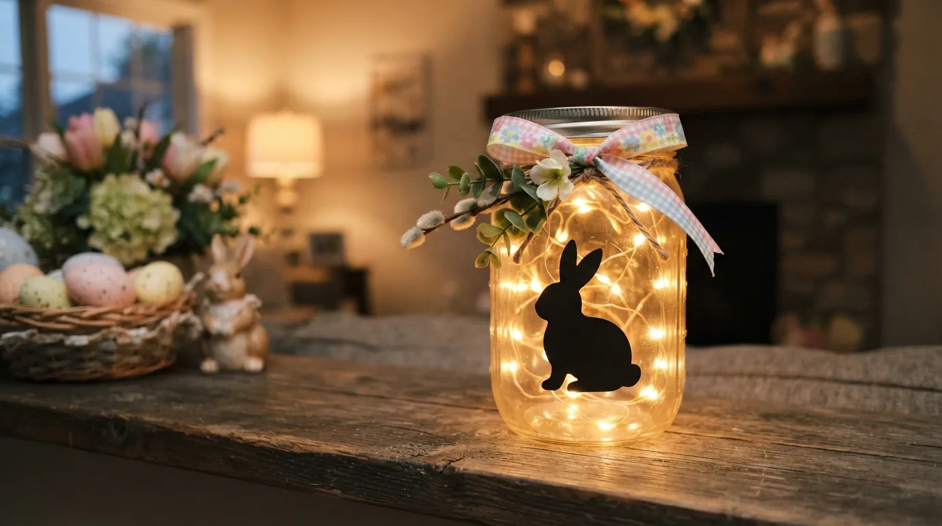 Yellow Easter chick Mason jar filled with colorful treats