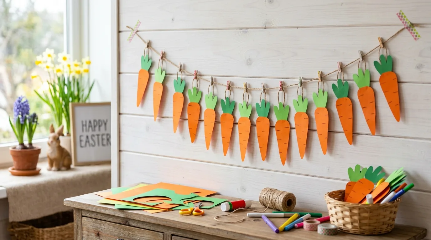 Recycled cardboard Easter eggs decorated by kids