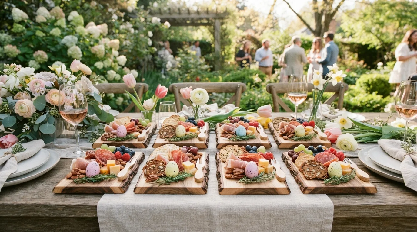 Individual mini Easter charcuterie boards for guests