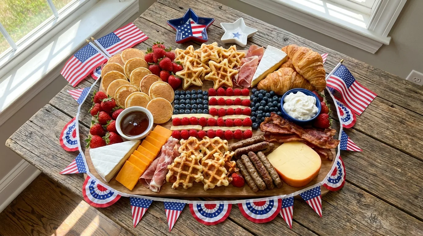 Fresh patriotic fruit charcuterie board with watermelon stars