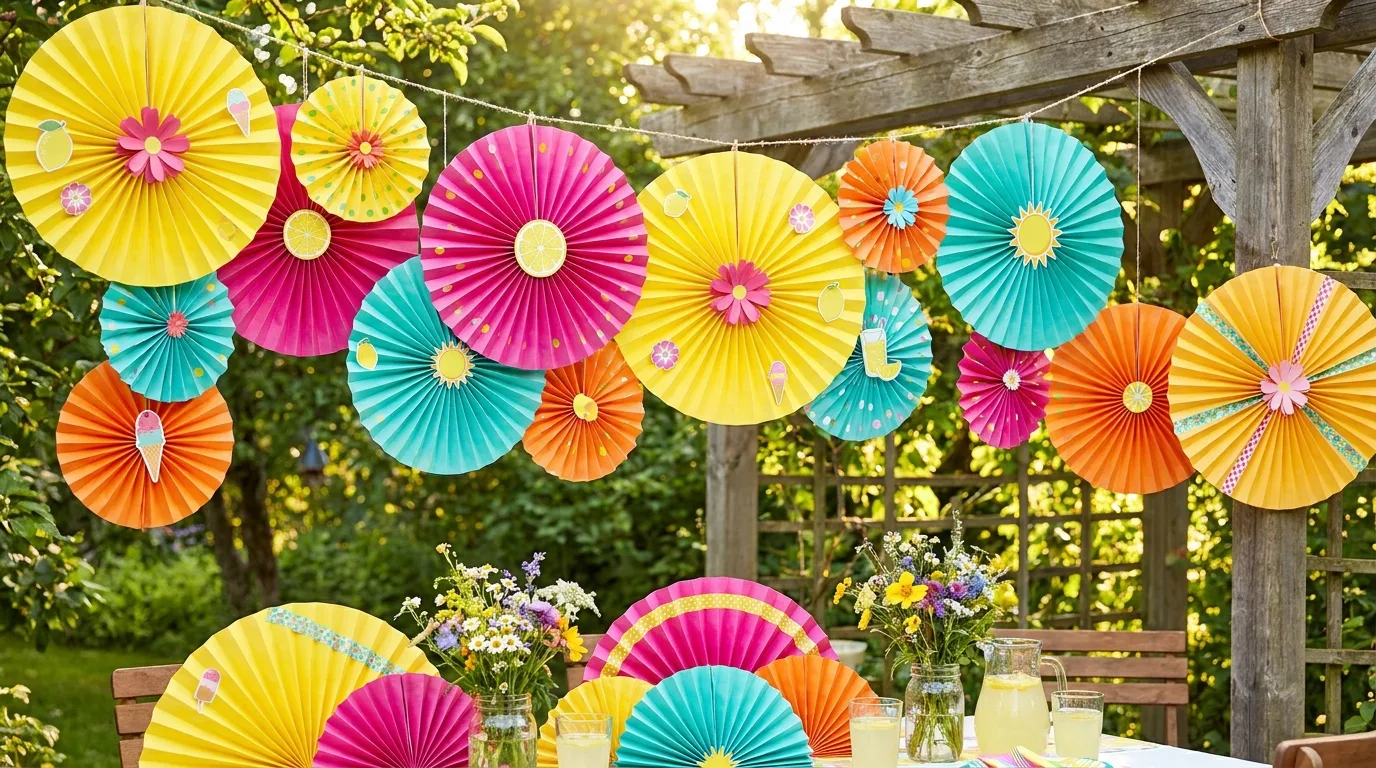 Colorful DIY summer windsocks fluttering outdoors
