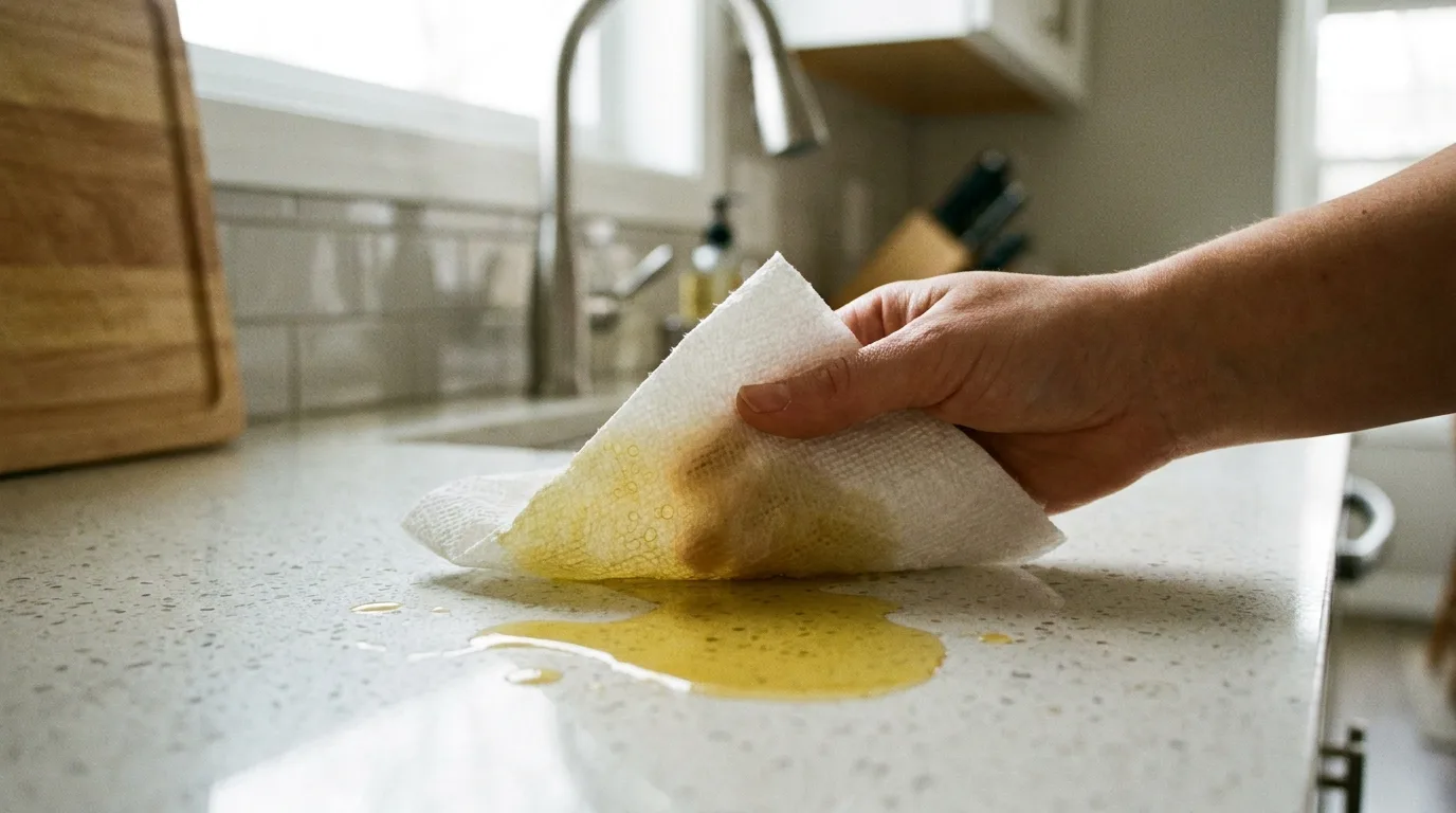 Removing grease from the backsplash behind a stove