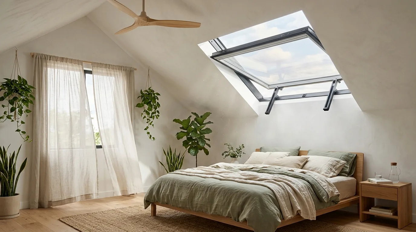 Well-ventilated bathroom designed to reduce excess moisture