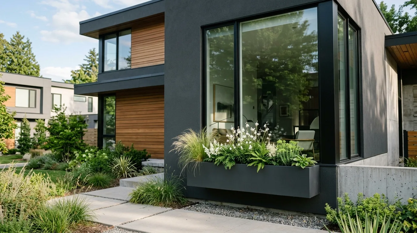 Colorful cottage-style mixed flower window box