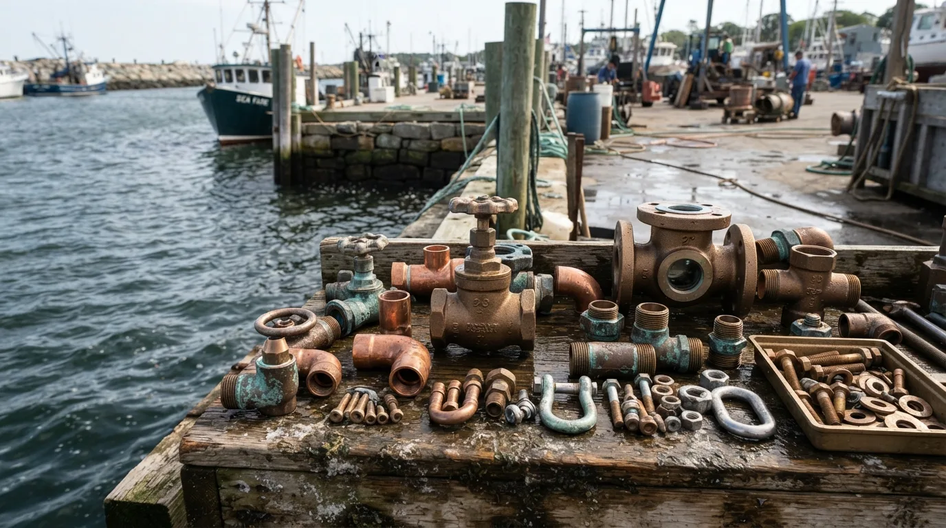 Bronze marine hardware designed for corrosion resistance