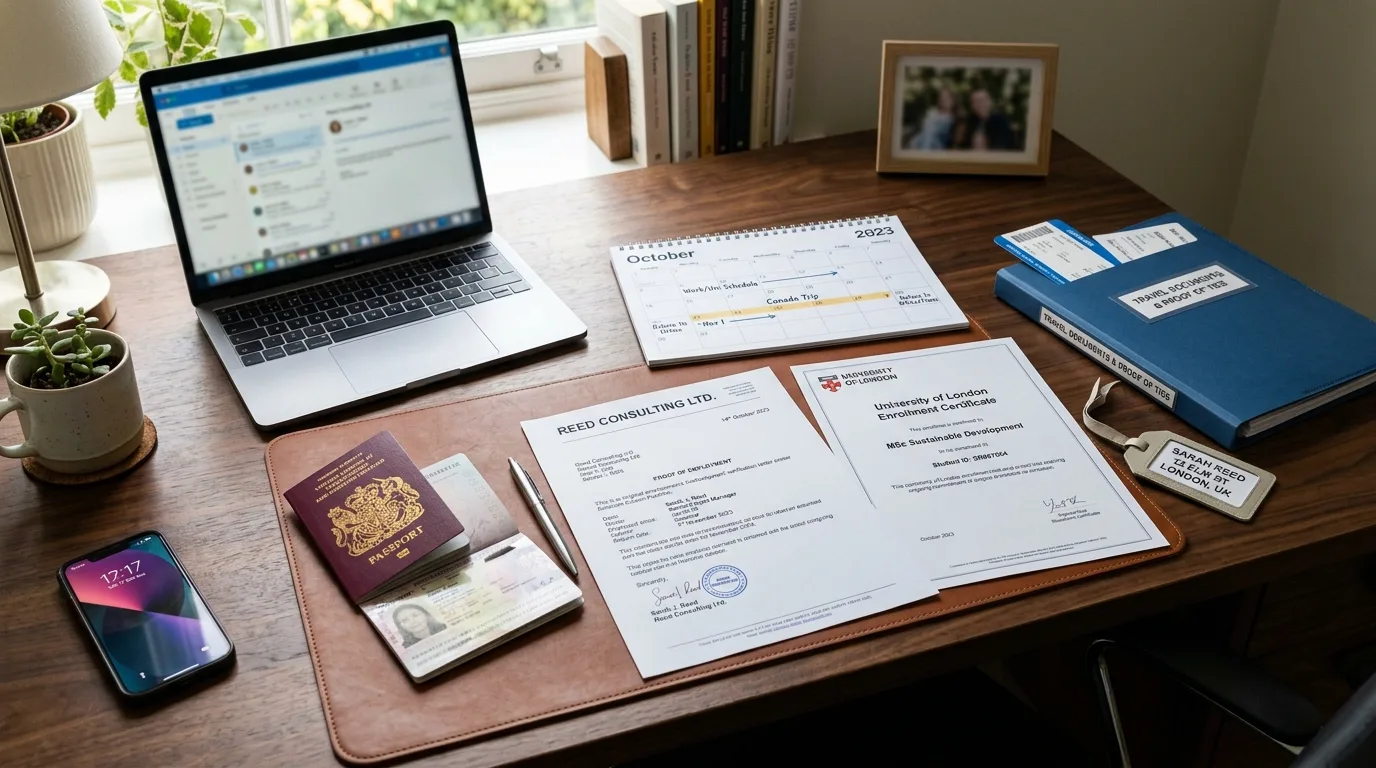 Employment or study documents prepared for visa evidence