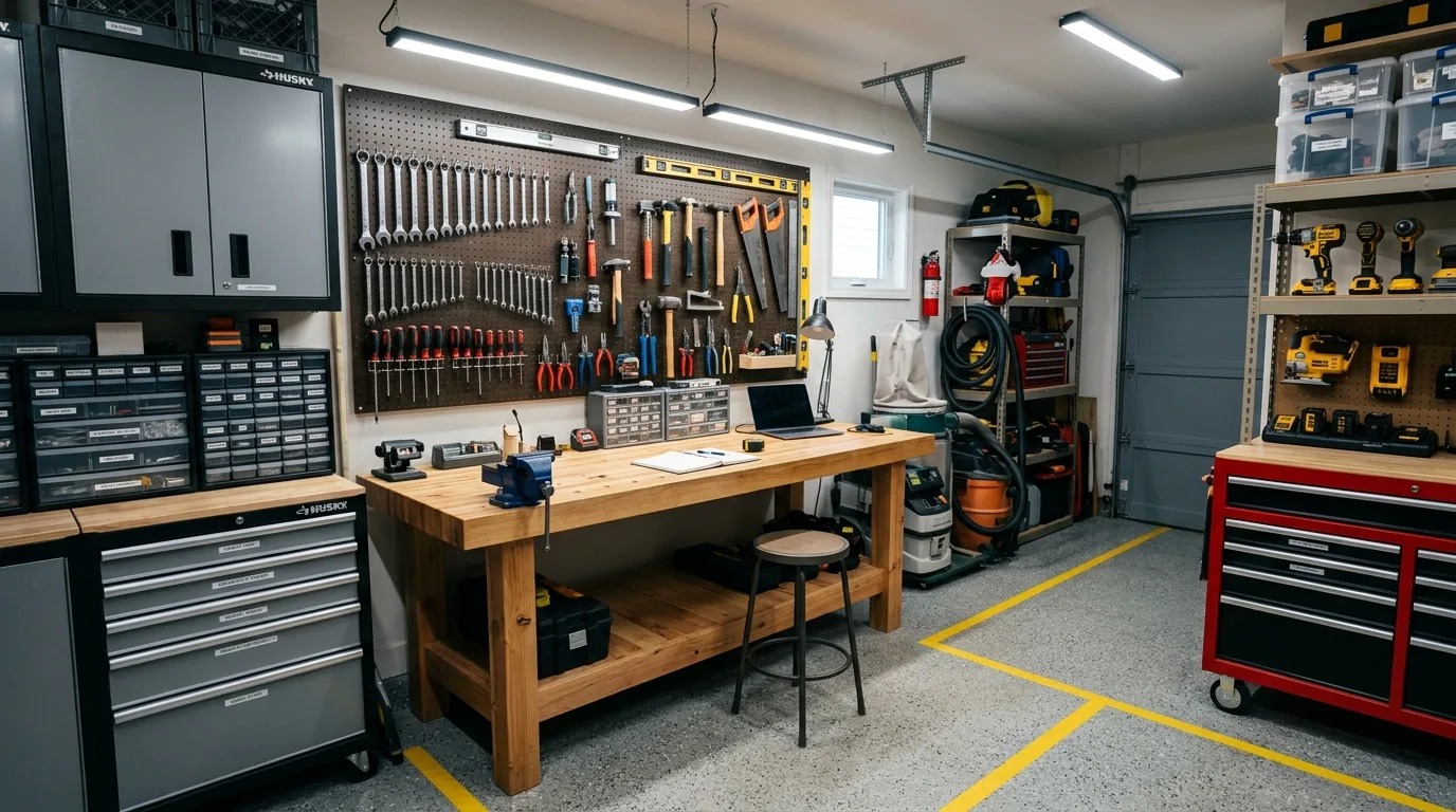 Cozy garage home theater man cave
