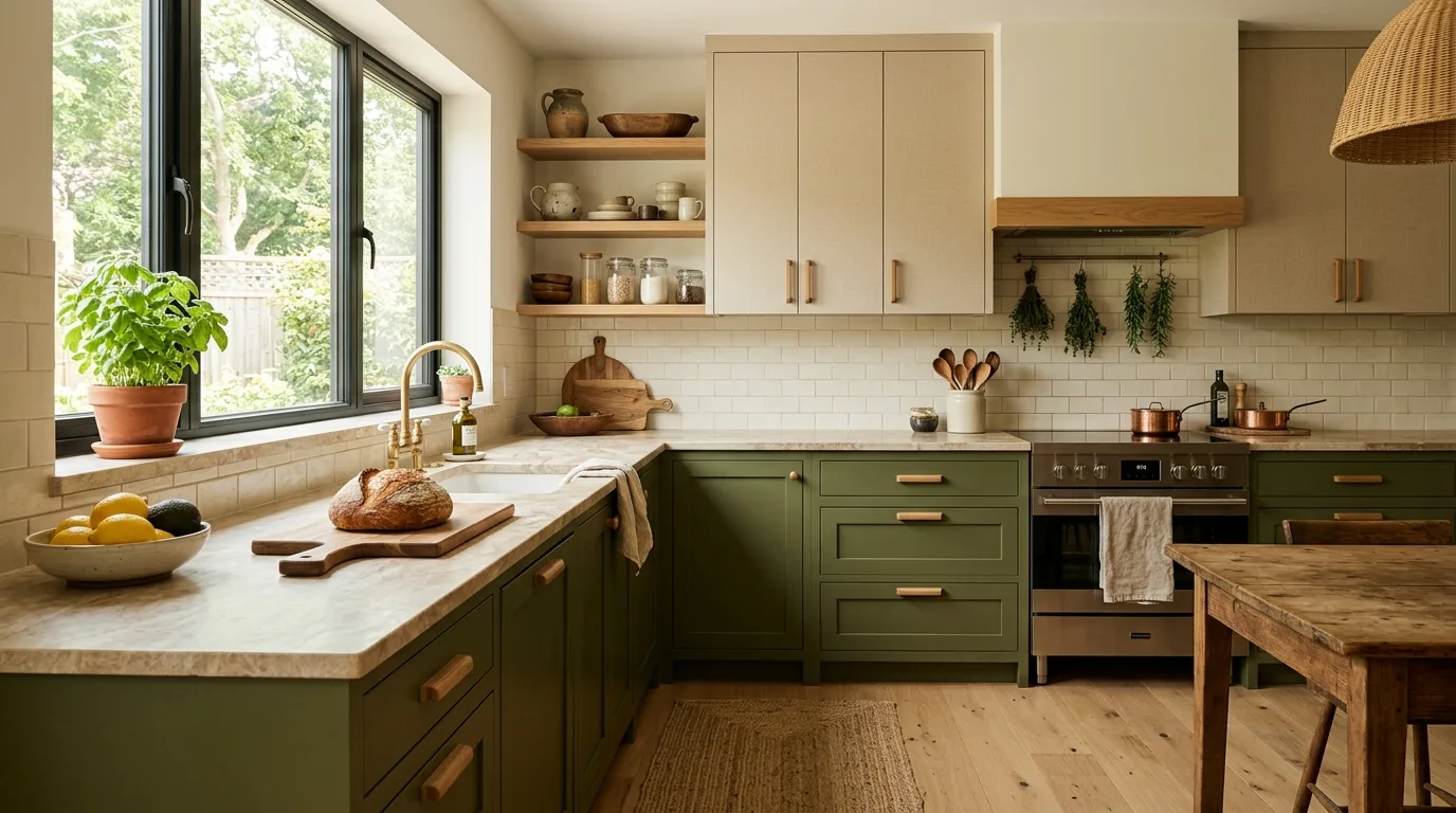 Black and natural oak two-tone kitchen laminate design
