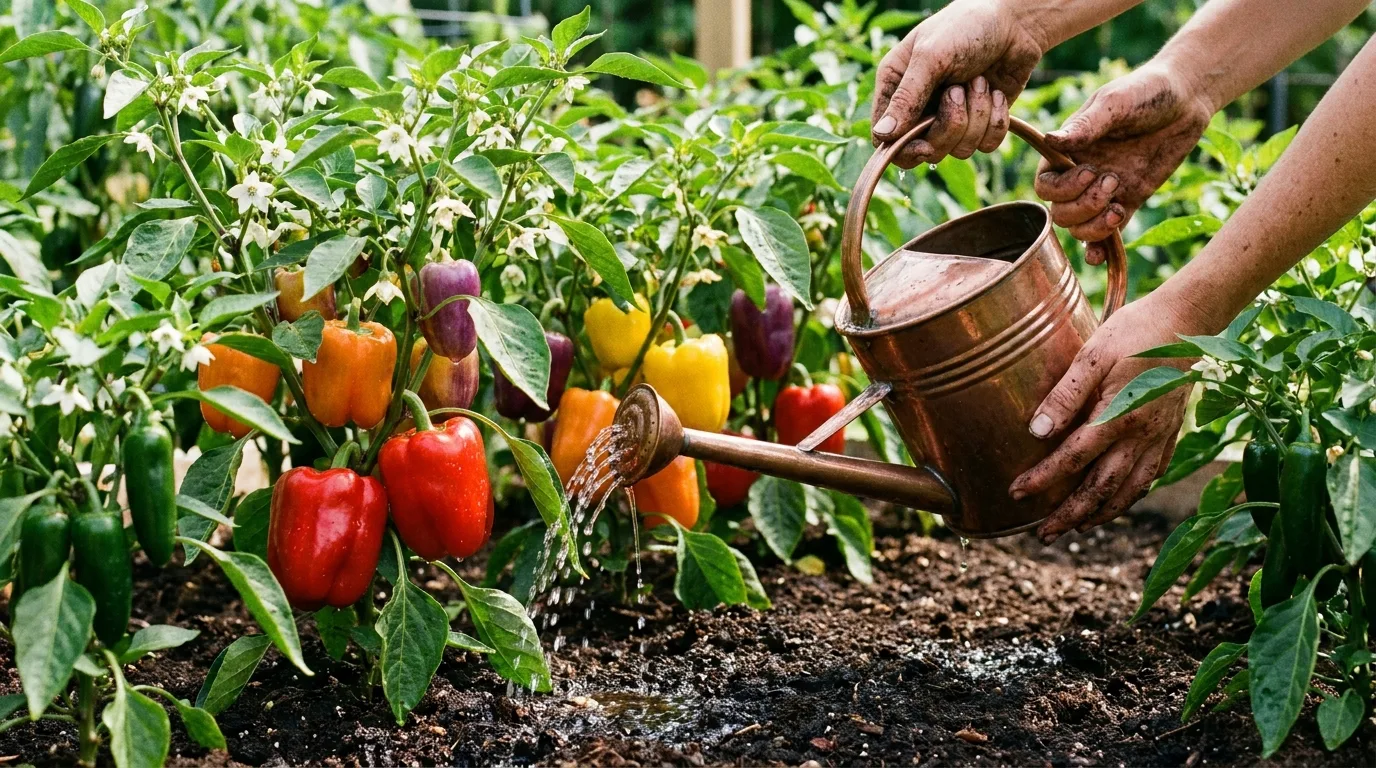 Gardener monitoring plants while using homemade banana water